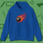 Firestorm Break Hoodie, in Royal color, billiards shirt, front view