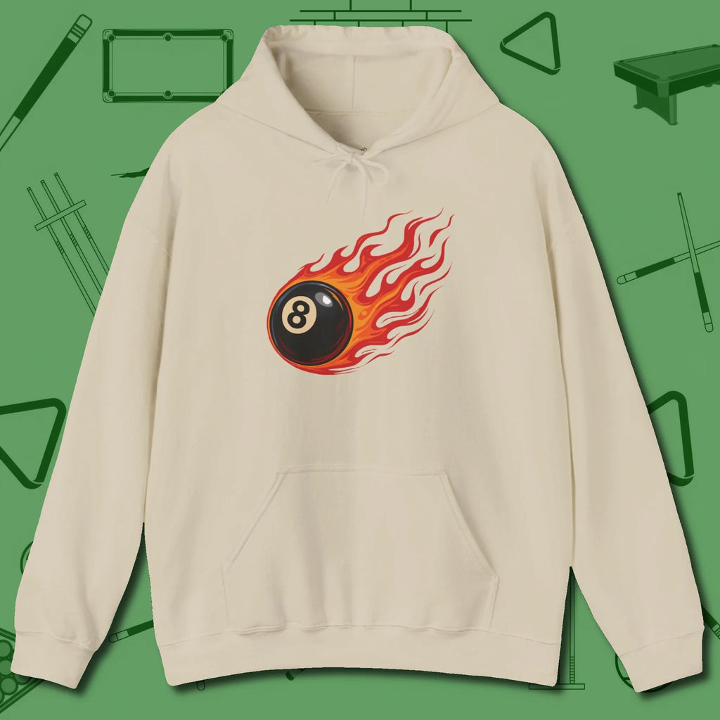 Firestorm Break Hoodie, in Sand color, billiards shirt, front view