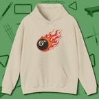 Firestorm Break Hoodie, in Sand color, billiards shirt, front view