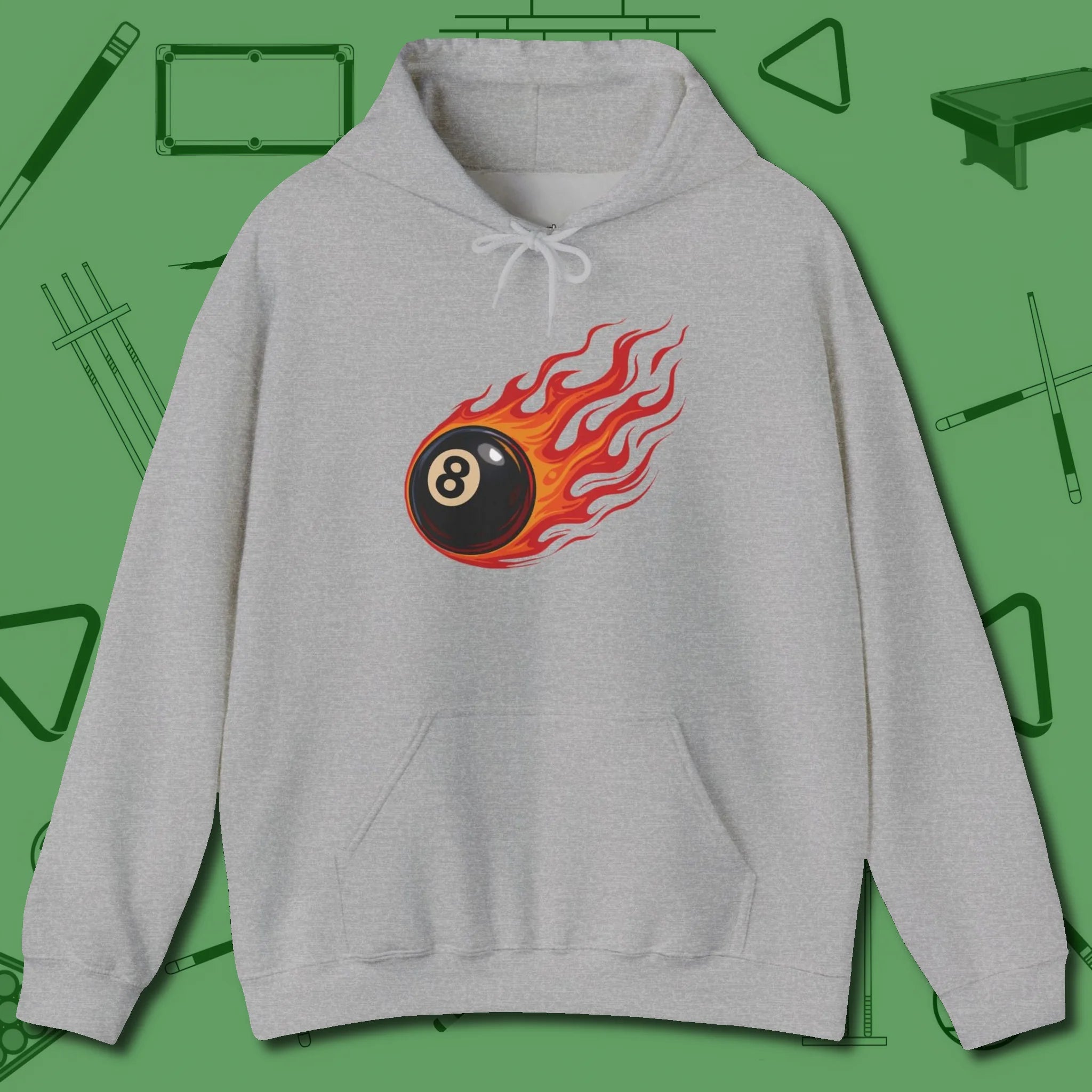 Firestorm Break Hoodie, in Sport Grey color, billiards shirt, front view