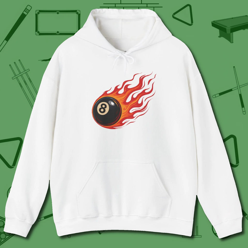 Firestorm Break Hoodie, in White color, billiards shirt, front view