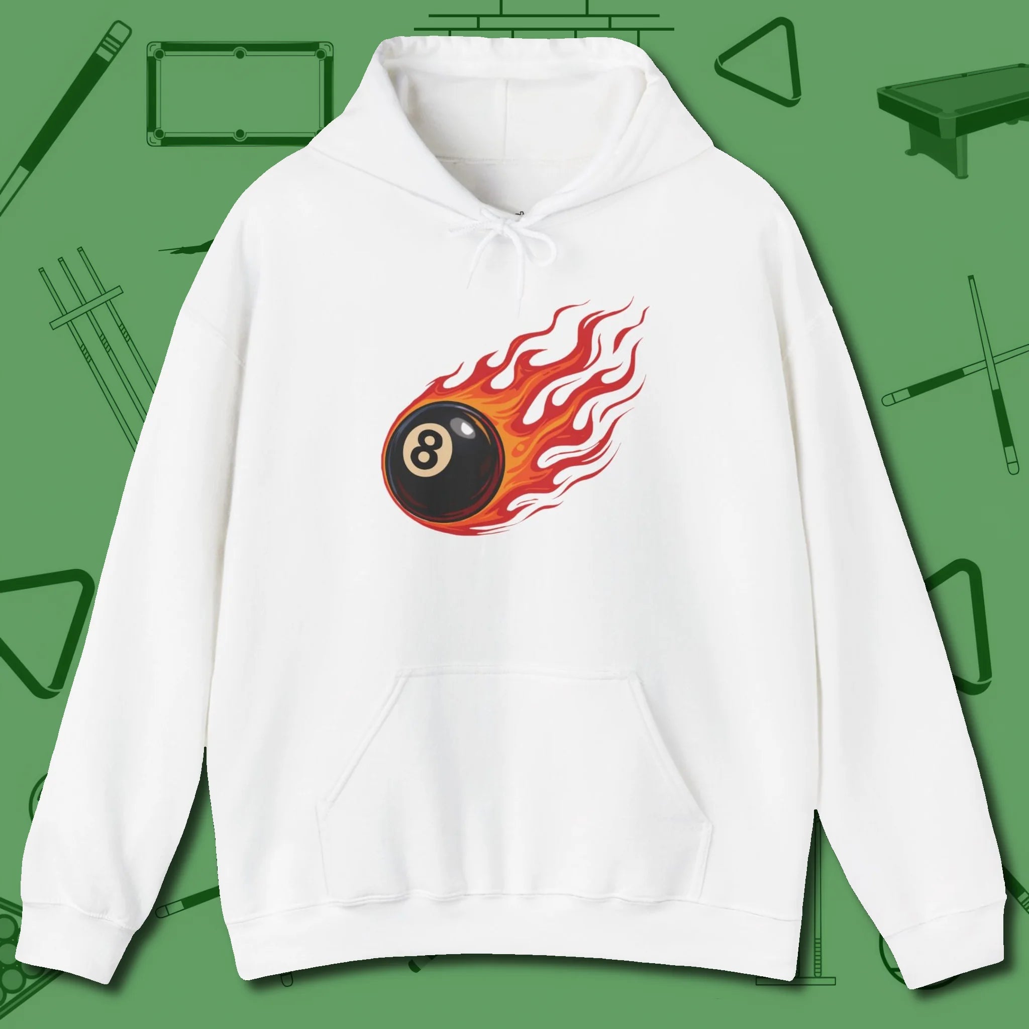 Firestorm Break Hoodie, in White color, billiards shirt, front view