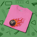 Firestorm Break T-Shirt, in Azalea color, billiards shirt, folded view