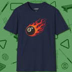 Firestorm Break T-Shirt, in Navy color, billiards shirt, front view