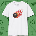 Firestorm Break T-Shirt, in White color, billiards shirt, front view