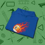 Firestorm Break Hoodie, in Royal color, billiards shirt, folded view