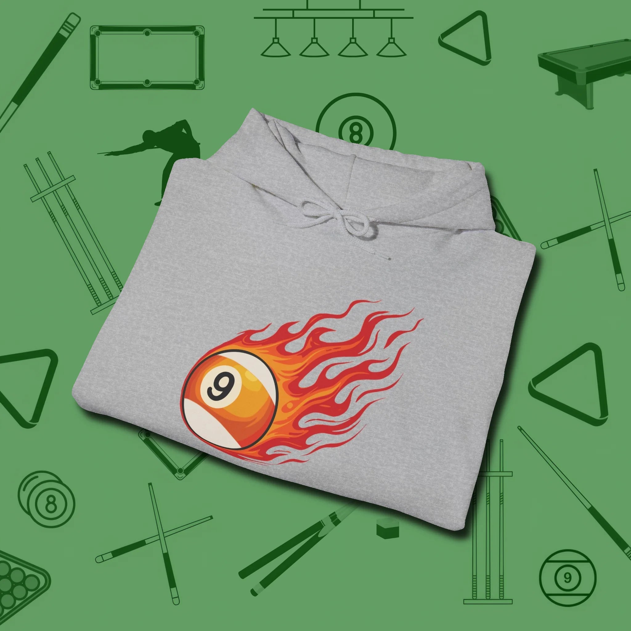 Firestorm Break Hoodie, in Sport Grey color, billiards shirt, folded view