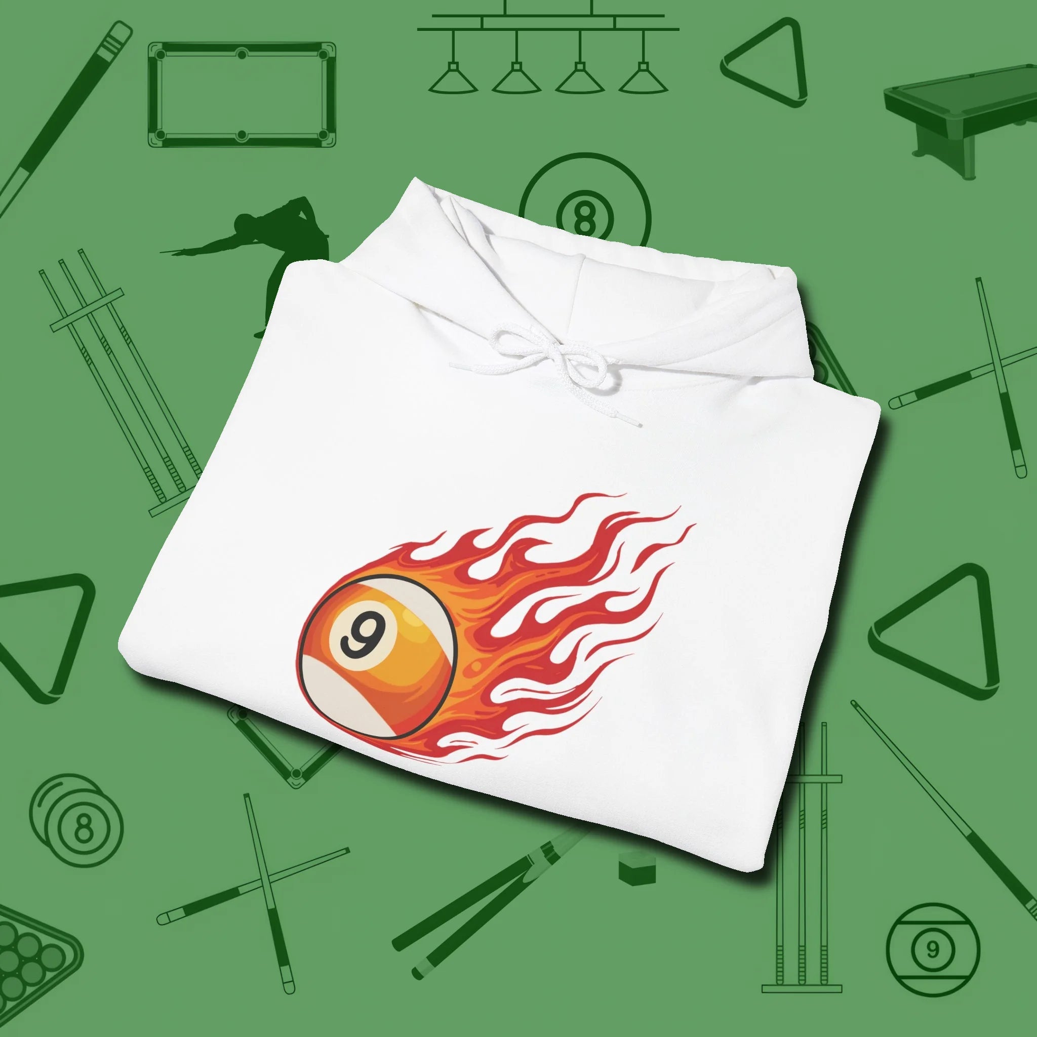 Firestorm Break Hoodie, in White color, billiards shirt, folded view