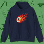 Firestorm Break Hoodie, in Navy color, billiards shirt, front view