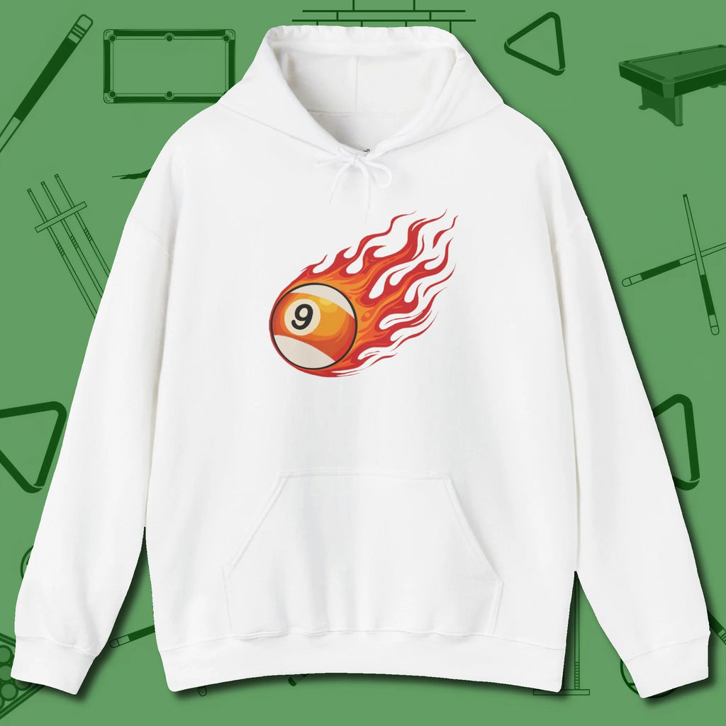 Firestorm Break Hoodie, in White color, billiards shirt, front view
