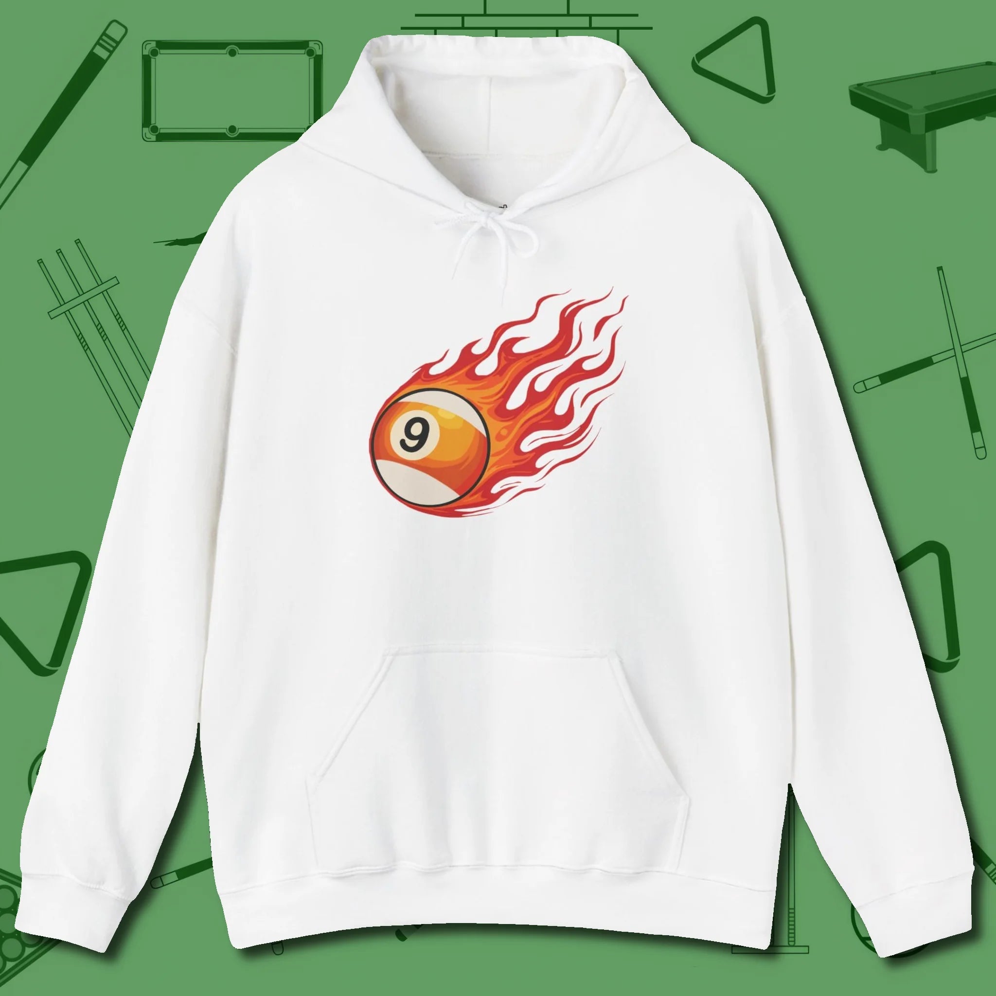 Firestorm Break Hoodie, in White color, billiards shirt, front view
