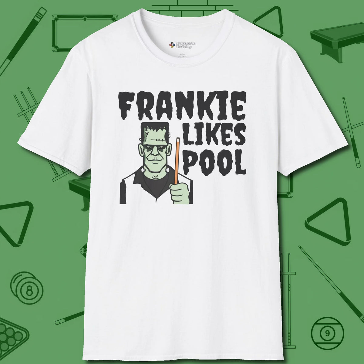 Frankie Likes Customizable T-Shirt, front view, in White make every shot — and outfit — count