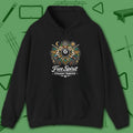 Free Spirit Billiards Hoodie, in Black color, pool hoodie, front view