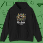 Free Spirit Billiards Hoodie, in Black color, pool hoodie, front view