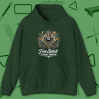 Free Spirit Billiards Hoodie, in Forest Green color, pool hoodie, front view