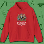 Free Spirit Billiards Hoodie, in Red color, pool hoodie, front view