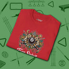 Free Spirit Billiards T-Shirt, in Red color, pool shirt, folded view