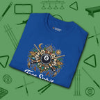 Free Spirit Billiards T-Shirt, in Royal color, pool shirt, folded view