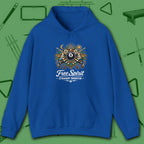 Free Spirit Straight Shooter Hoodie, in Royal color, billiards hoodie, front view