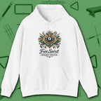 Free Spirit Straight Shooter Hoodie, in White color, billiards hoodie, front view