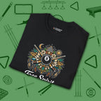 Free Spirit Straight Shooter T-Shirt, in Black color, billiards shirt, folded view