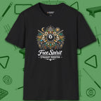 Free Spirit Straight Shooter T-Shirt, in Black color, billiards shirt, front view