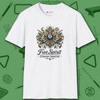 Free Spirit Straight Shooter T-Shirt, in White color, billiards shirt, front view