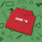 Game On Hoodie, in Red color, billiards shirt, folded view