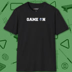 Game On T-Shirt, in Black color, billiards shirt, front view
