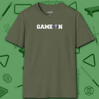 Game On T-Shirt, in Military Green color, billiards shirt, front view