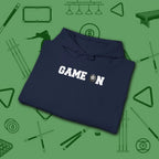 Game On Hoodie, in Navy color, billiards shirt, folded view