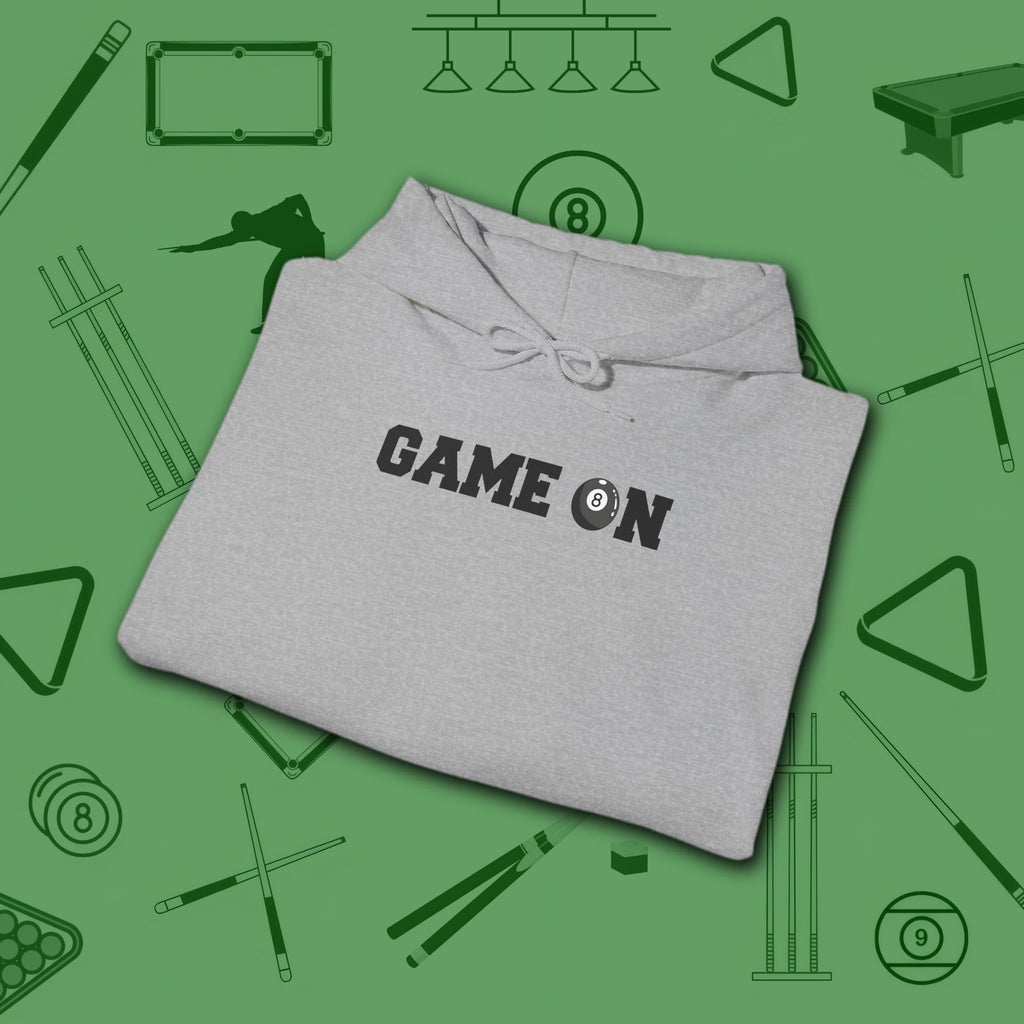 Game On Hoodie, in Sport Grey color, billiards shirt, folded view