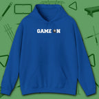 Game On Hoodie, in Royal color, billiards shirt, front view