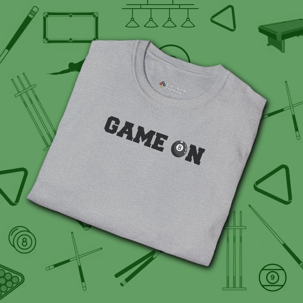 Game On T-Shirt, in Sport Grey color, billiards shirt, folded view