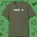 Game On T-Shirt, in Military Green color, billiards shirt, front view