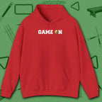 Game On Hoodie, in Red color, billiards shirt, front view