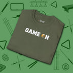 Game On T-Shirt, in Military Green color, billiards shirt, folded view