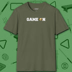Game On T-Shirt, in Military Green color, billiards shirt, front view