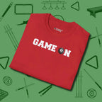 Game On Eight Ball T-Shirt, folded view, in Red as serious as your stroke