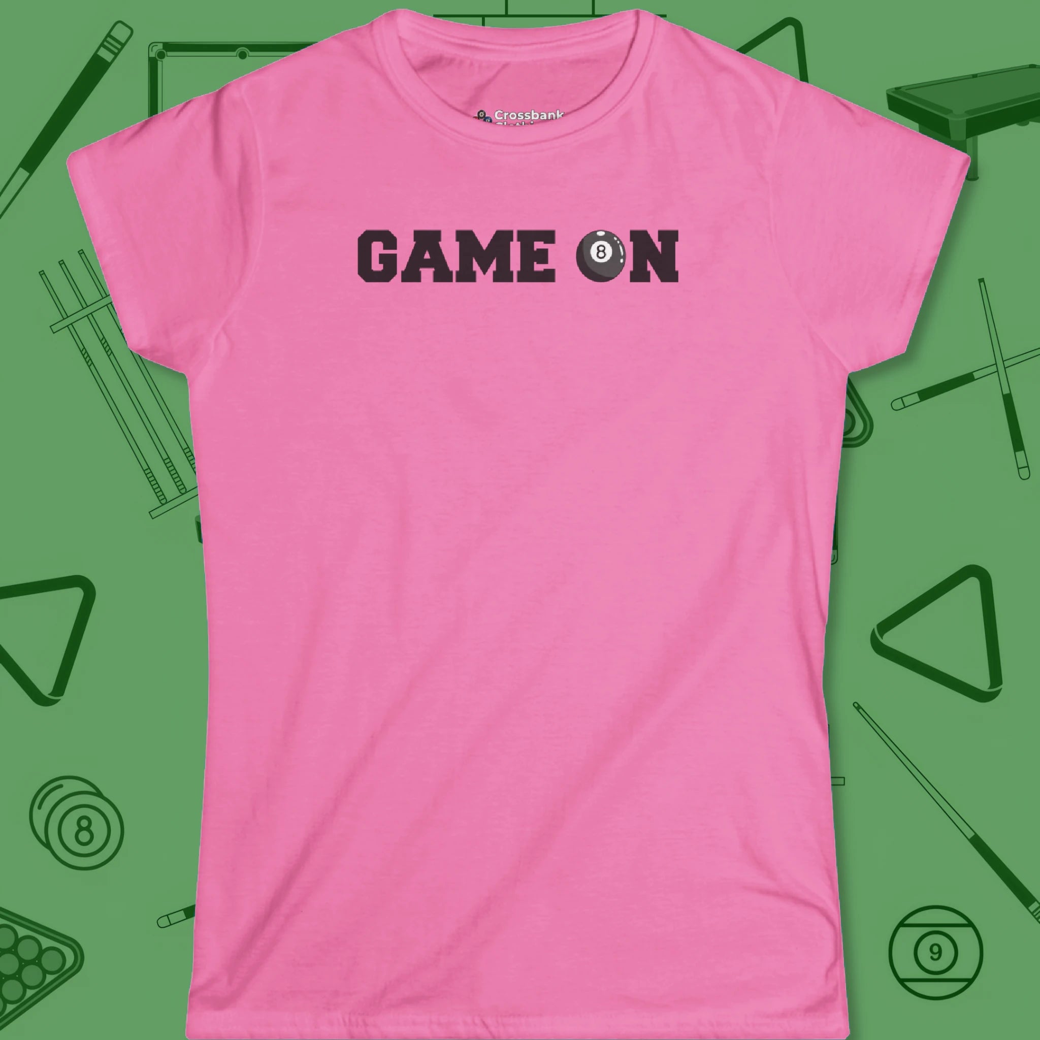 Game On Eight Ball Women's Cut T-Shirt in Azalea pink
