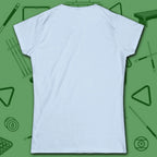 Game On Eight Ball Women's Cut Tee, in Light Blue color, billiards shirt, back view