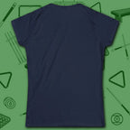 Game On Eight Ball Women's Cut Tee, in Navy color, billiards shirt, back view