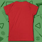 Game On Eight Ball Women's Cut Tee, in Red color, billiards shirt, back view