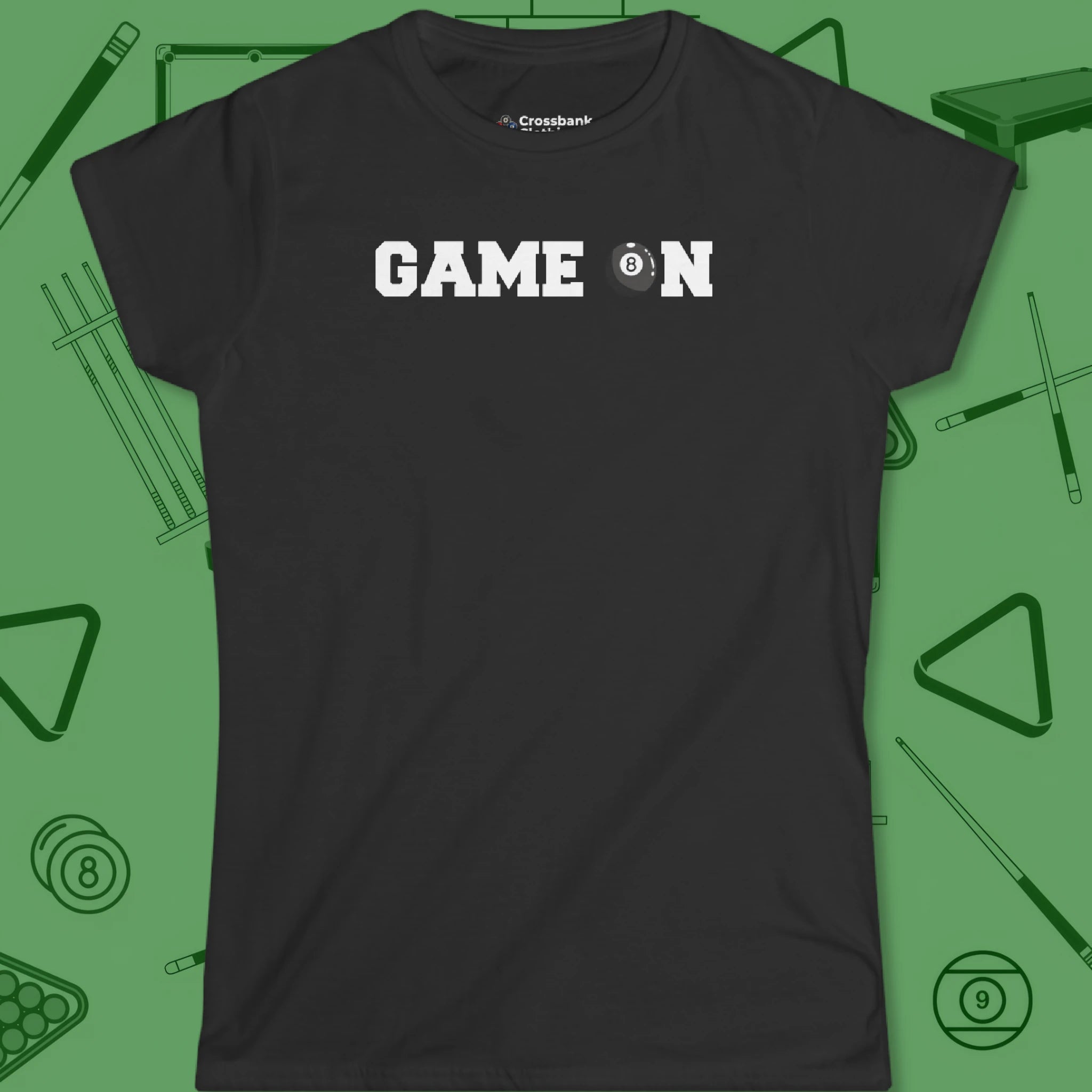 Game On Eight Ball Women's Cut T-Shirt in Black