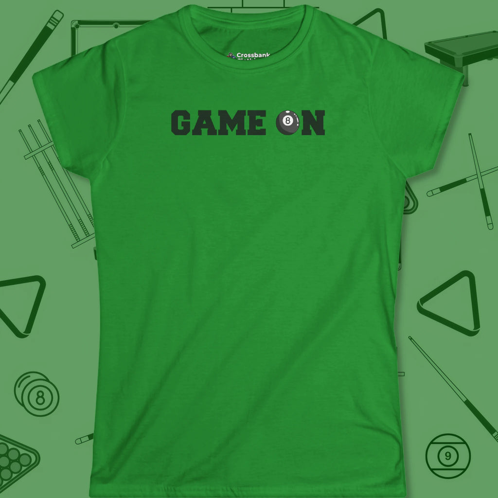Game On Eight Ball Women's Cut T-Shirt in Irish Green