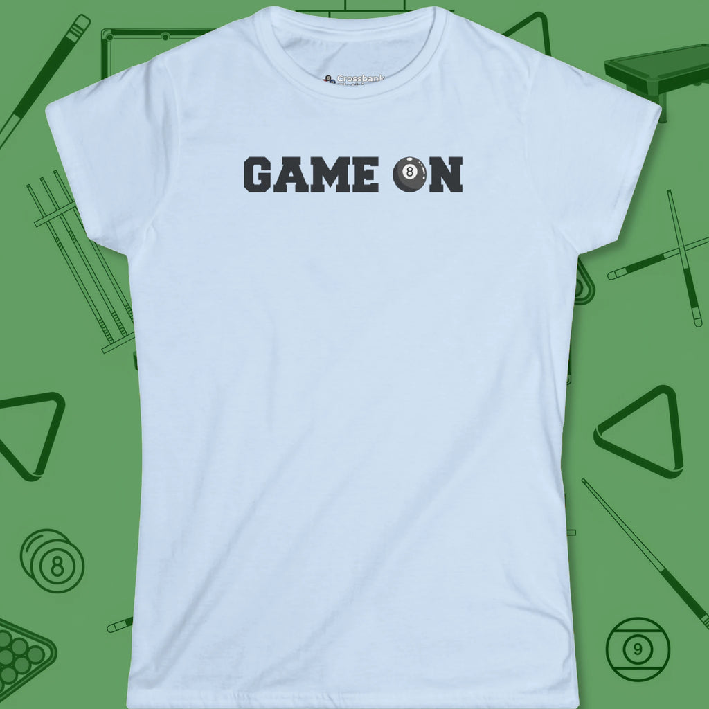 Game On Eight Ball Women's Cut T-Shirt in Light Blue