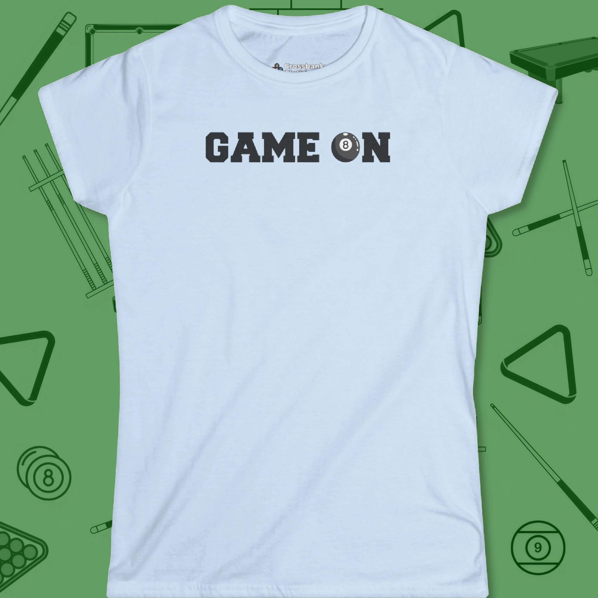 Game On Eight Ball Women's Cut T-Shirt in Light Blue