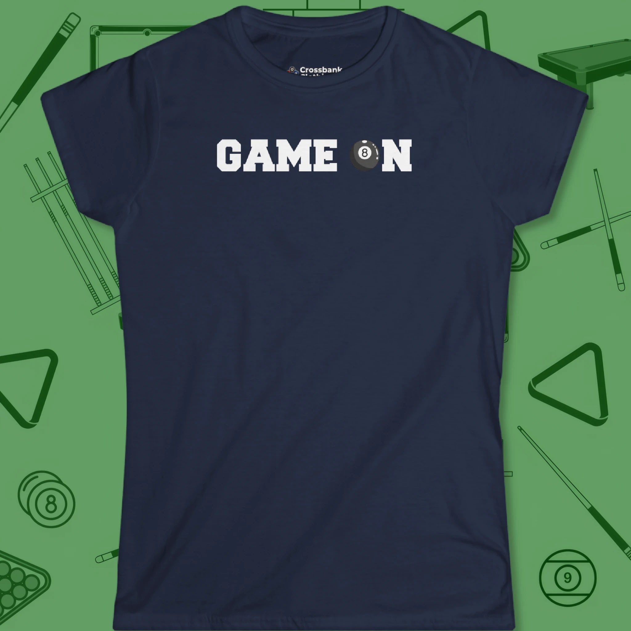 Game On Eight Ball Women's Cut T-Shirt in Navy