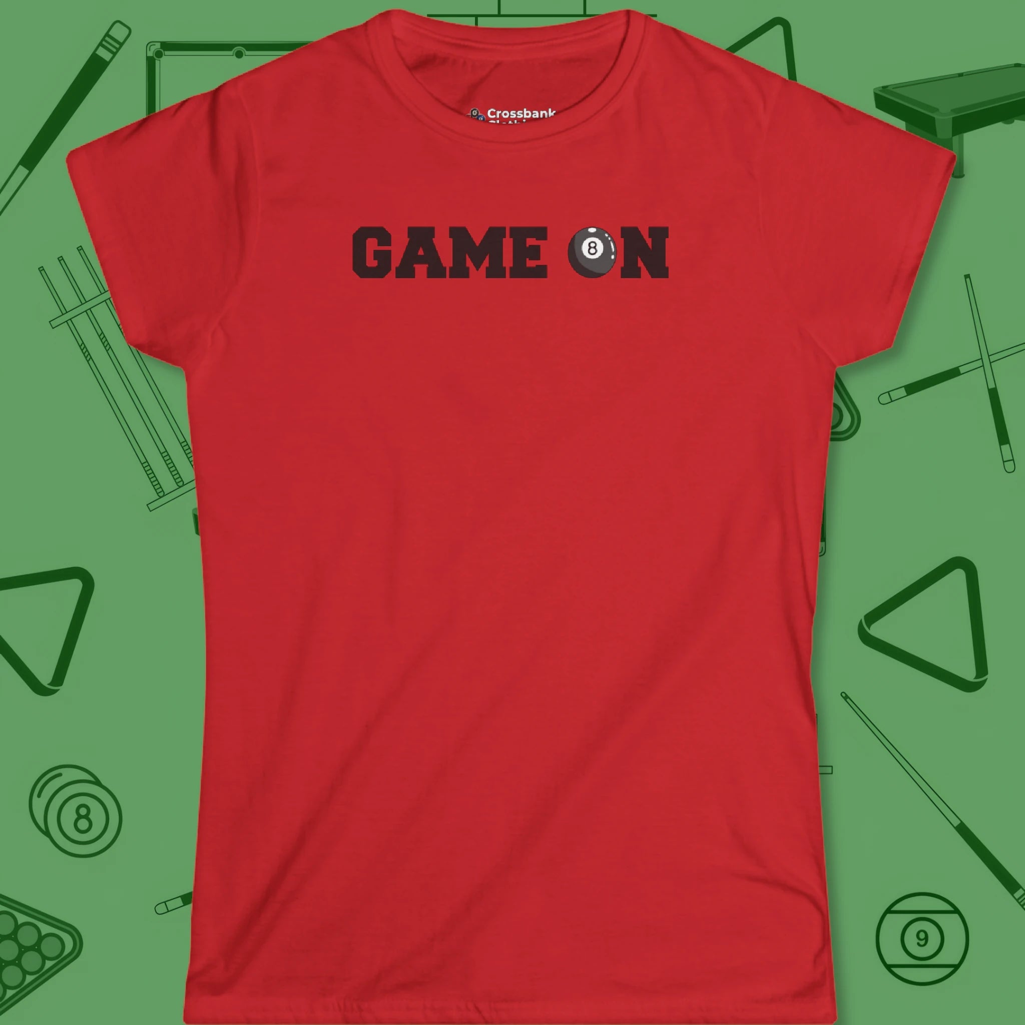 Game On Eight Ball Women's Cut T-Shirt in Red
