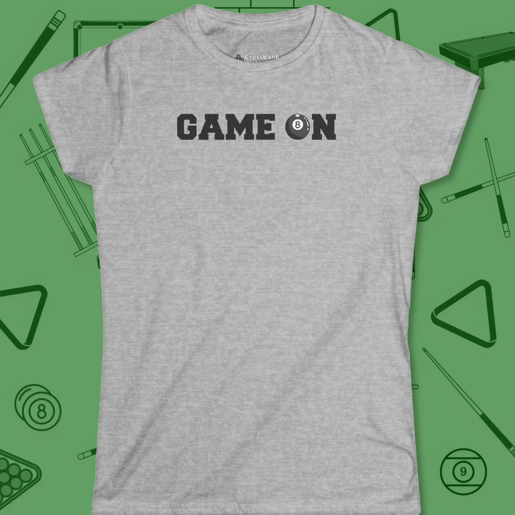 Game On Eight Ball Women's Cut T-Shirt in Sport Grey